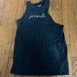 VS PINK Floral Gray Work Out Tank